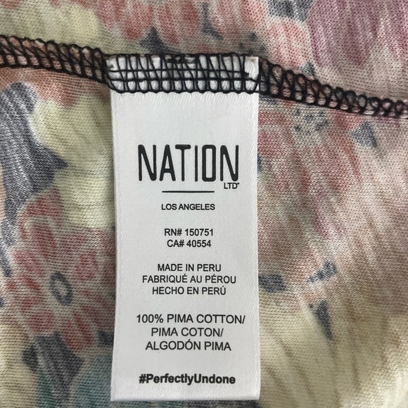 Nation LTD Los Angeles Floral Top Size Medium Popover Peasant Long Sleeve Boho - Picture 2 of 9